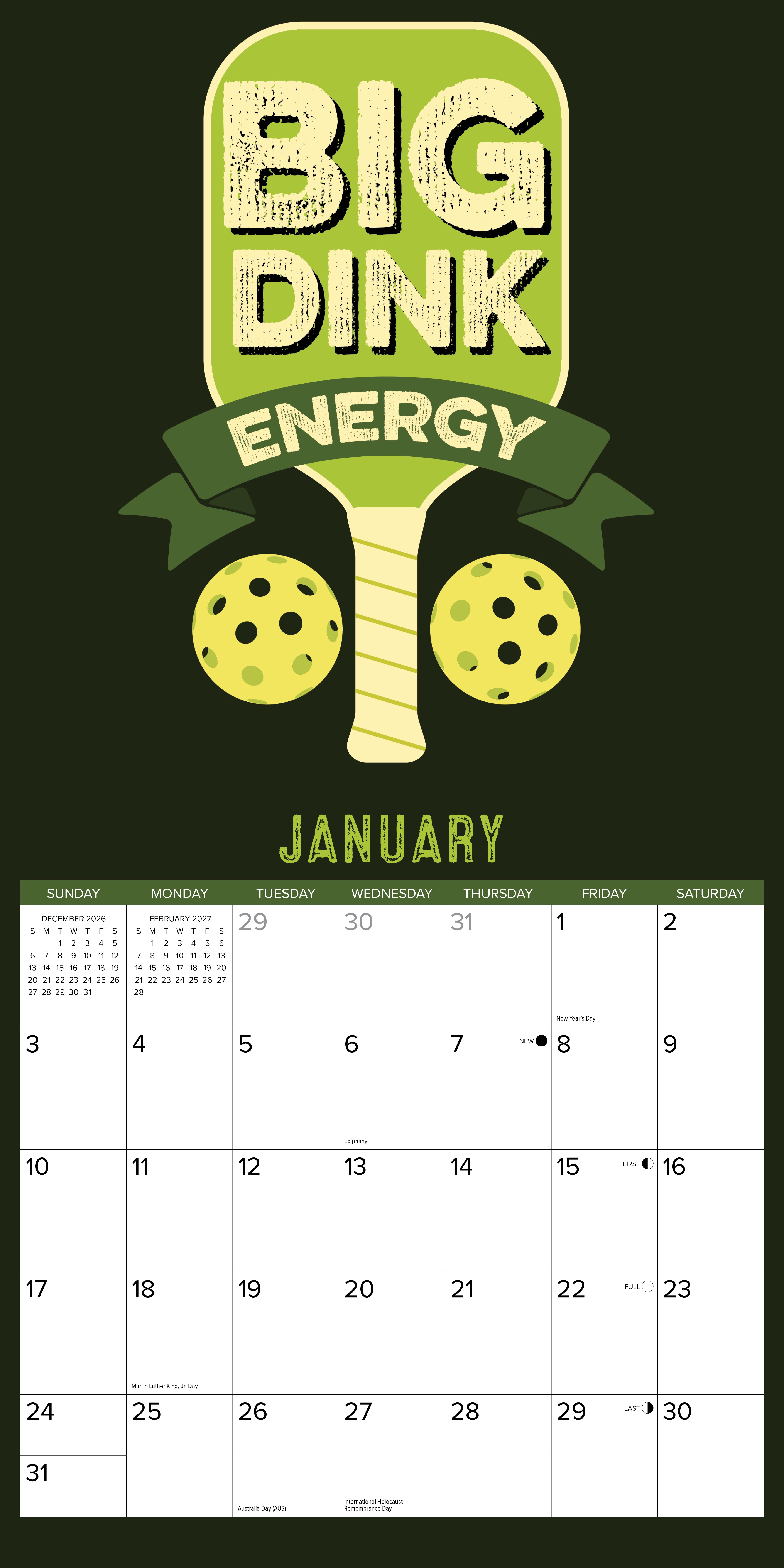 Willow Creek Press, Pickleball 2027 Wall Calendar