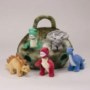 Plush Dinosaur House with Dinosaurs - Five (5) Stuffed Animal Dinosaur in Play Dinosaur Carrying Case