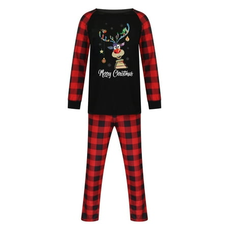 

Holiday Graphic Matching Family Christmas Pajamas Set Christmas Pjs For Family Set Red Plaid Top And Long Pants Sleepwear Sets Black M Y2Y