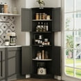 thumbnail image 2 of Vabches Farmhouse 64.8" Tall Corner Cabinet with 4 Doors and 5 Storage Shelves, Corner Storage Cabinet for Kitchen, Living Room, 2 of 10
