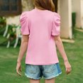 thumbnail image 6 of Deals Mwjwdo Girls Puff Short Sleeve Shirts Summer Ribbed Knit Crewneck T Shirt Tops Tee Blouse Fashion Tees 4-14 Years Pink 11 Years, 6 of 9