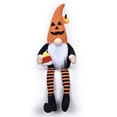 thumbnail image 5 of 18 Inch Halloween Gnome Plush with Dangling Legs, Sitting Elf Dwarf Figurines Dolls with Pumpkin Witch Hat, Autumn Shelf Sitters Gifts for Holiday Harvest Kitchen Table Decor (2PCS, A & B), 5 of 9