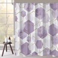 thumbnail image 1 of Litabel Cortina de ducha larga y moderna para baño, decoración artística geométrica de lavanda, cortina de baño impermeable, juego de cortinas de ducha de tela abstracta para decoración del hogar, 72x, 1 of 1