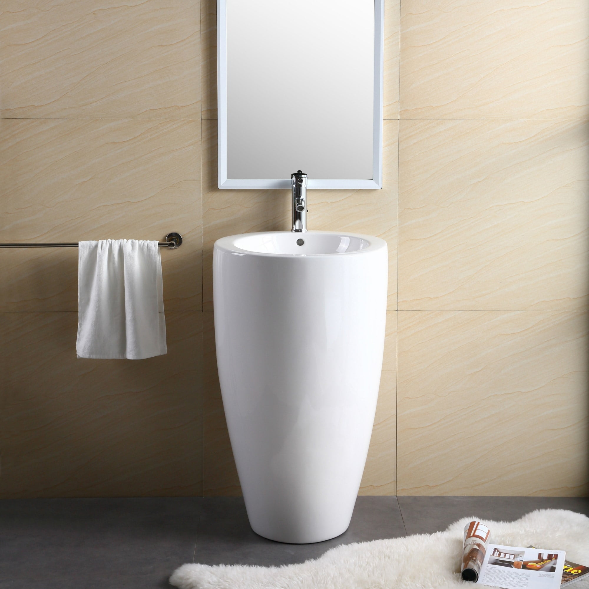 Fine Fixtures Vitreous China 20 Pedestal Bathroom Sink With Overflow Walmart Com Walmart Com