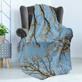 thumbnail image 4 of Nature Soft Flannel Fleece Throw Blanket, Crown of Trees Under Vibrant Sky Twig Birch Tranquility Relaxing Air Radial Image, Cozy Plush for Indoor and Outdoor Use, 70" x 90", Blue Brown, by Ambesonne, 4 of 5