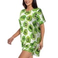 thumbnail image 2 of Bixox Women's Green Kiwi Printed Pajama Set 2 Piece Lounge Set Top and Shorts Soft Pajamas, Shorts with Pockets, 2 of 7