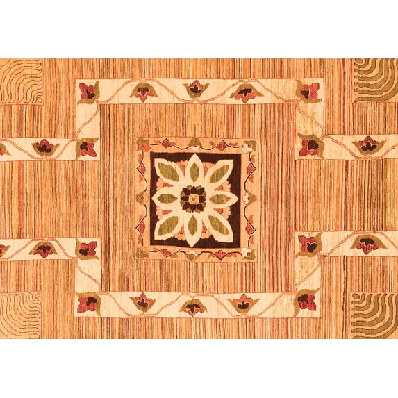 Ahgly Company Indoor Rectangle Abstract Orange Modern Area Rugs, 7' x 10'