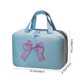 thumbnail image 3 of Estuche de maquillaje de viaje de gran capacidad, estuche de almacenamiento de nailon impermeable, organizador de cosméticos multifuncional con asa, azul, rosa, beige, 3 of 7