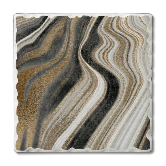 CounterArt "Gilded Swirl I" 1 Pack Absorbent Stone Tumbled Tile Coaster 4" by 4"