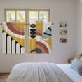 thumbnail image 4 of Geometric Tier Curtains, Abstract Black Middle Century Boho Yellow Red Stripes Light Filtering Kitchen Curtains, 2Pcs Rod Pocket Half Window Treatments Panels for Sink Cafe Cabinet Basement 27.5x45In, 4 of 9