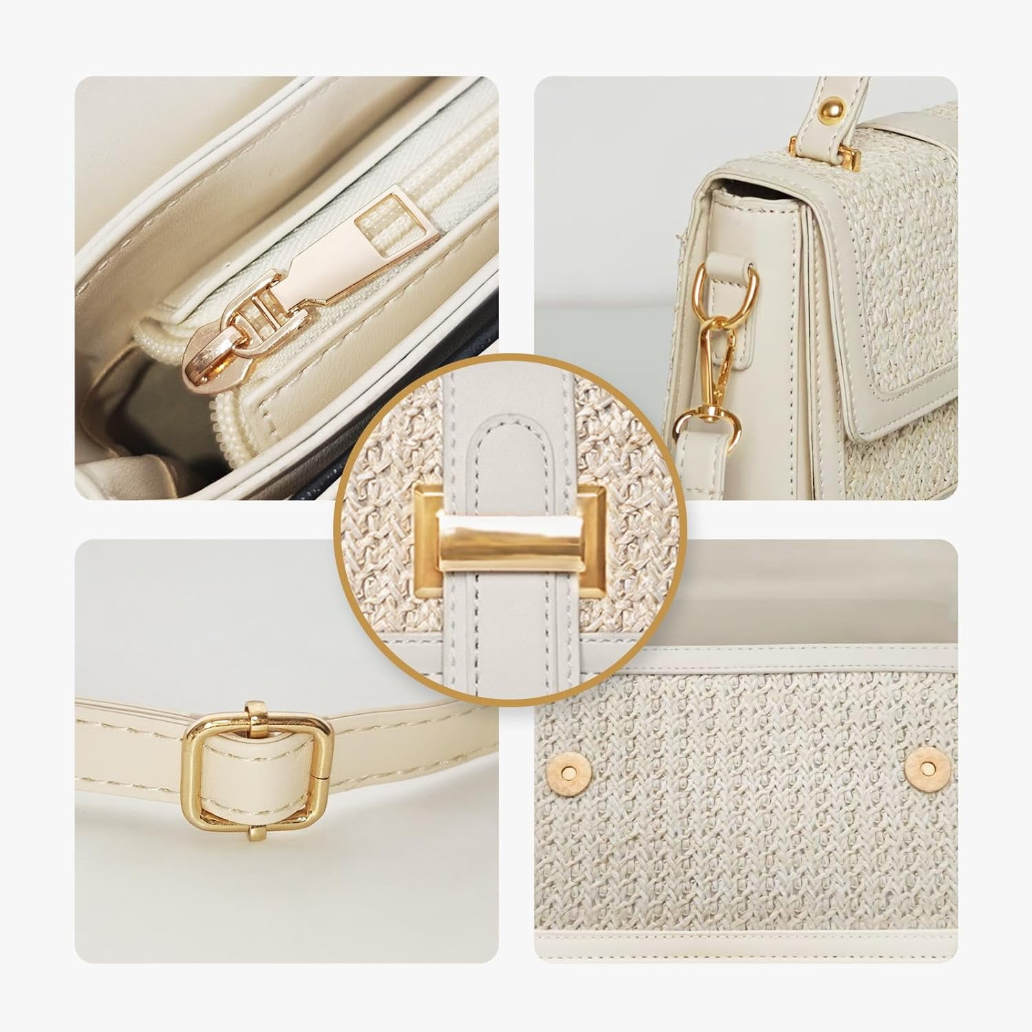 CAILDANL Straw Crossbody Bags for Women Summer Straw Clutch Bag Woven Beach Purse Vacation Handbags