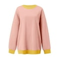 thumbnail image 4 of BXINGOHAI Womens Color Block Long Sleeve Crewneck Oversized Loose Cozy Soft 2024 Fall Pullover Sweatshirts Clothes Today Sales Pink,M, 4 of 4