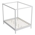 thumbnail image 4 of Noble House Queen Size Canopy Bed Frame Four Poster Platform Bed with Slats Support, No Box Spring Needed, White, 4 of 6