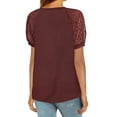 thumbnail image 2 of Cenuakty Women's Summer T-Shirts, Casual Short Lace Sleeve V Neck Solid Color Loose Fit Waffle Tops, 2 of 3