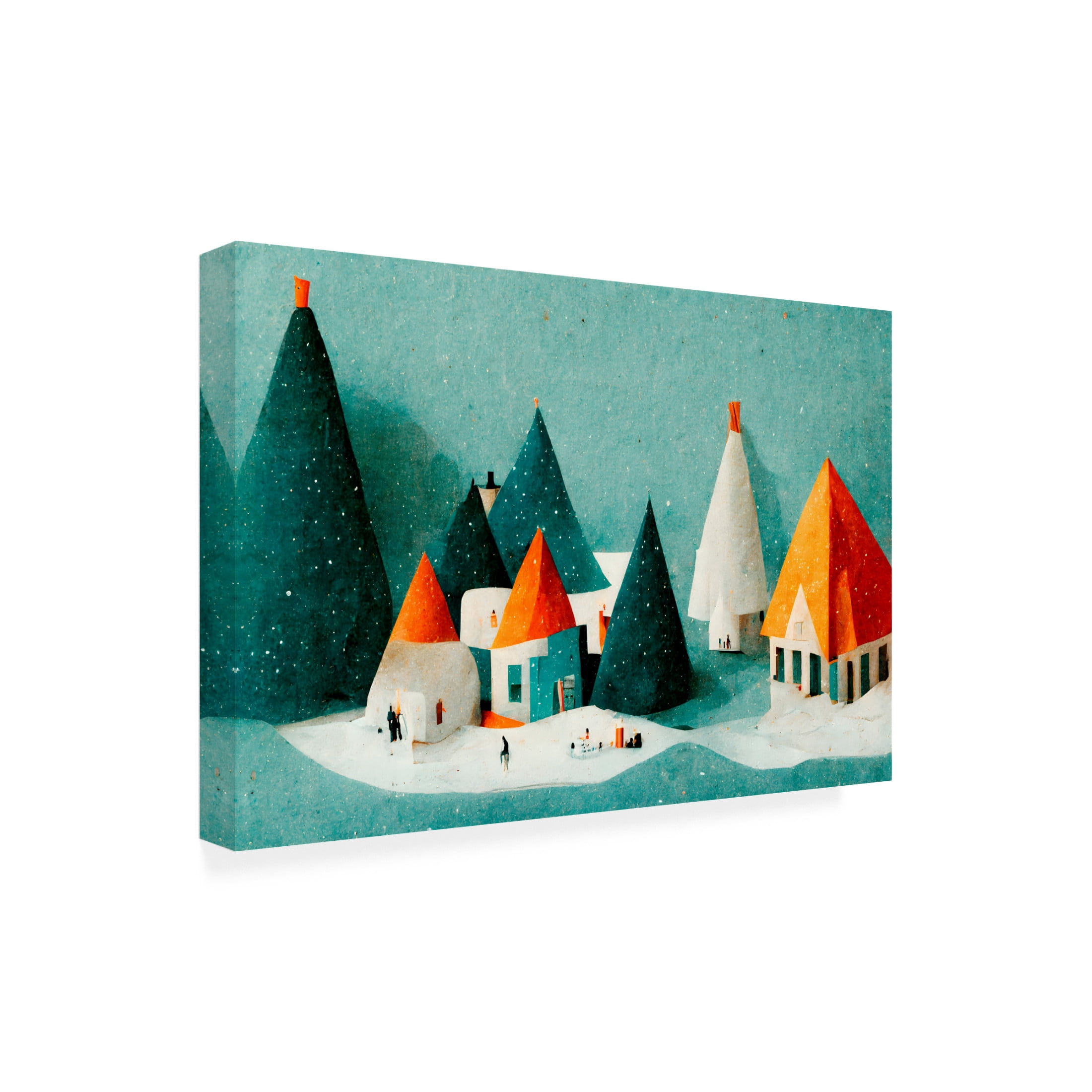Canvas Wall Art - Treechild 'Cute Paper Village' Wall Art for Living Room, Bedroom, or Office D?cor by Trademark Fine Art - 24 x 16 Inches