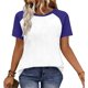 thumbnail image 5 of Camisetas de manga corta de verano para mujeres Moda de manga de raglan Color bloqueado cuello redondo Blusa casual Camisetas de manga corta de mujer Casual, 5 of 7