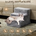 thumbnail image 3 of 3-Step Dog Ramp for Sofa, Bed, and Couch, with Removable Cover, Light Grey, 3 of 7