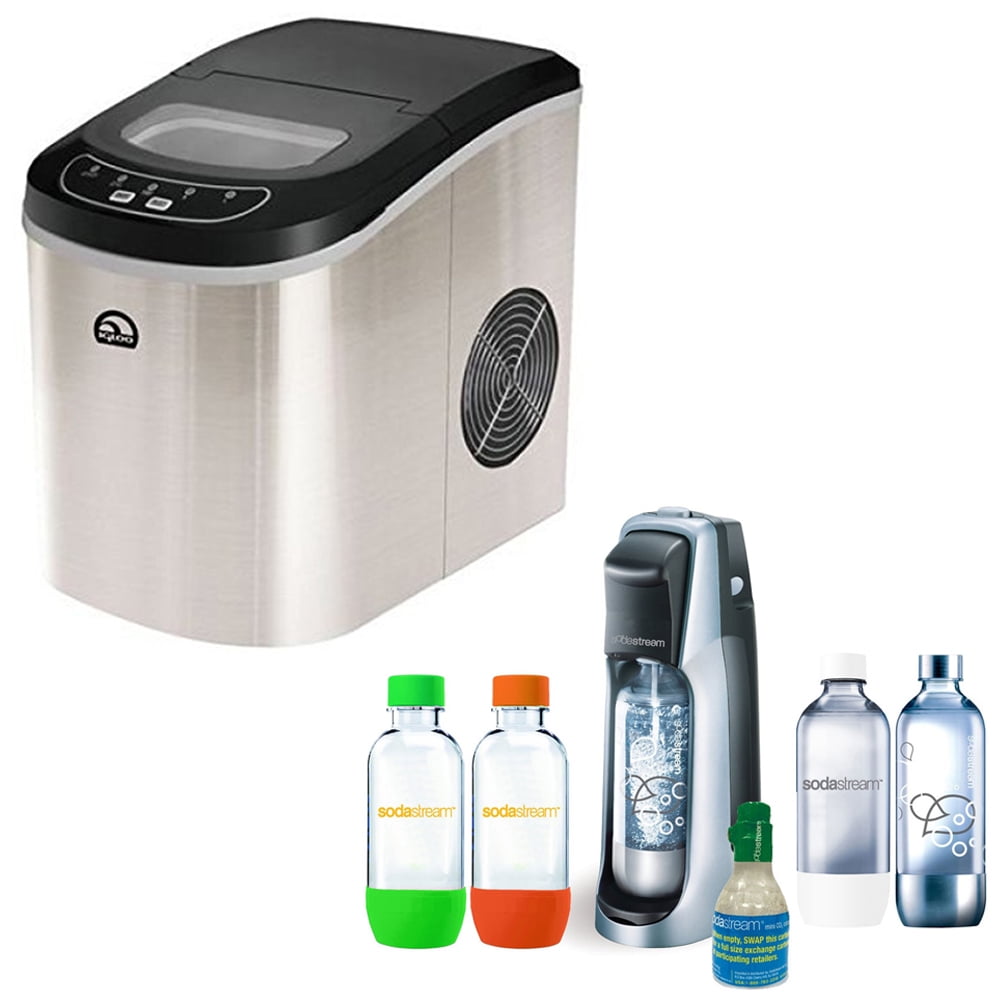 Igloo Compact Ice Maker (Stainless Steel) with SodaStream Fountain Jet