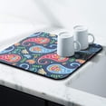 thumbnail image 3 of Mandala Inspired Paisley Dish Drying Mat, Exotic Artistic Absorbent Coffee Bar Mat, Colorful Vibrant Kitchen Counter Protector, 3 of 7