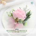 thumbnail image 2 of Wedding Rose Boutonniere Pink Groom Flower Men's Boutineer Prom Buttonholes Party Suit Decor Anniversary Accessories for Bridegroom and Man, 2 of 4