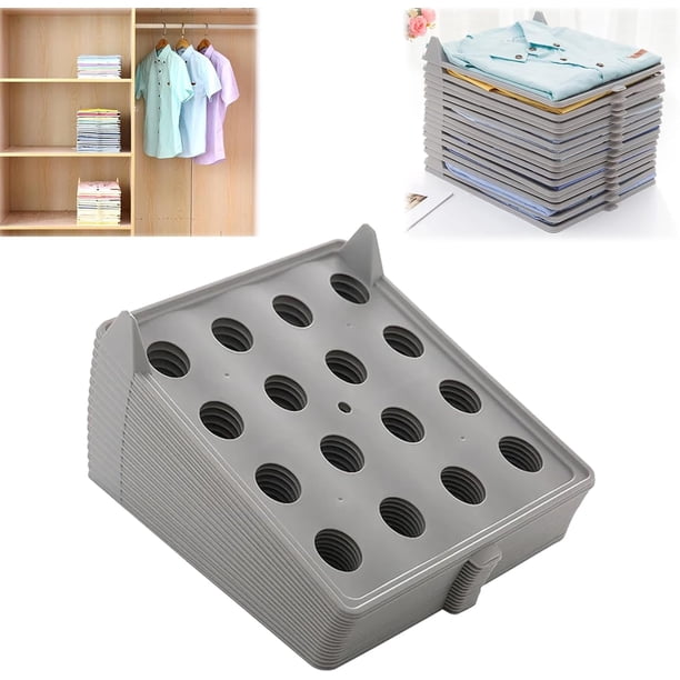Organizador de camisetas de 8 piezas, tablero para doblar camisetas de 13 x 10,24 pulgadas, bandejas apilables duraderas para ropa, sistema organizador de armario para camisetas, toallas y sudaderas,