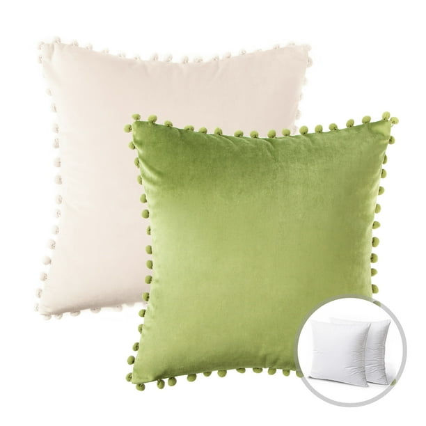 Phantoscope Christmas holiday Decorative Throw Pillow Set, Pom Pom
