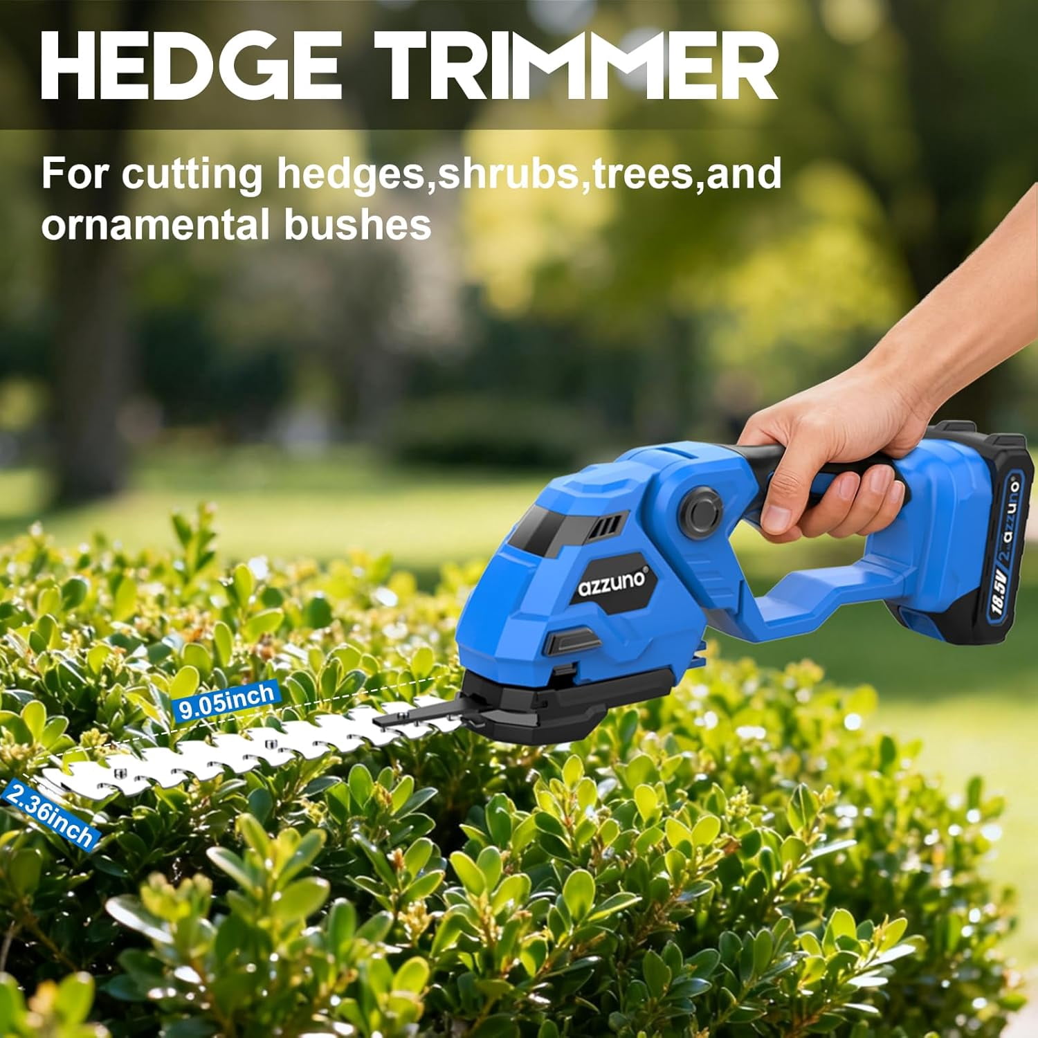 Cordless Hedge Trimmer 2-in-1 Grass Shears with Battery Charger, 21V Electric Shrub Cutter for Garden Lawn
