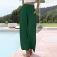 thumbnail image 2 of YUHAOTIN Red Joggers Women Linen High Waisted Wide Leg Palazzo Pants Casual Summer Drawstring Trousers Flowy Beach Pants with Pockets Sweat Pants for Women with Pockets Tall, 2 of 5