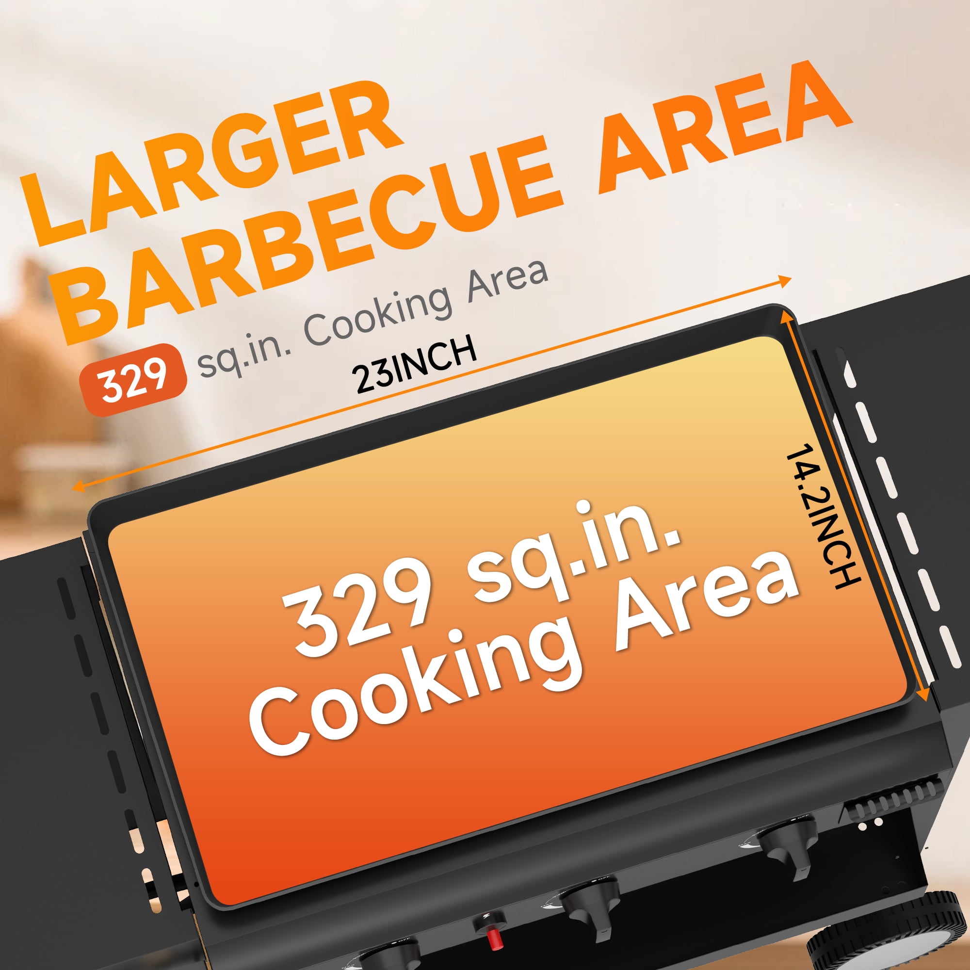 SKOK 23'' Portable 45,000 BTUs 3-Burner Outdoor Propane Gas Flat Top Griddle with Hood for Patio Camping
