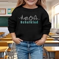 thumbnail image 2 of XEGLSBU Hoodies for Girls 10-12 Navy Blue Children's Autumn And Winter Part Letter Printed Round Neck Long Sleeved Sweatshirt Black-C Size 11-12 Years, 2 of 7