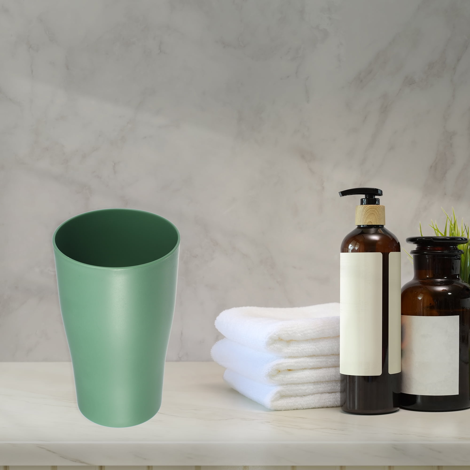 Unique Bargains 2pcs Bathroom Toothbrush Tumblers PP Cups for Bathroom 4.92''x3.03'' Green