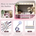 thumbnail image 4 of Oufan 41.7" Makeup Vanity with Cushioned Stool, Accent Dressing Table with Visual Glass Top & 11 Pink Finish Drawers for Bedroom, Pink, 4 of 11