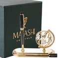 thumbnail image 3 of Highly Polished 24K Gold Plated Executive Desk Set with Pen and Globe Ornament by Matashi, 3 of 7
