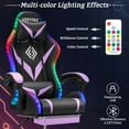 thumbnail image 3 of Hoffree Gaming Chair with Speakers PU Leather Office Chair with Footrest and LED Lights Ergonomic Gamer Chair with Massage Lumbar Support and Headrest Adjustable Swivel for Home Office 300lb, 3 of 10