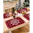 thumbnail image 3 of Christmas Placemats Set of 6, Snowflake Place Mats Red Black Check Buffalo Plaid Placemat Table Decoration for Kitchen Table Dinner Xmas Holiday Party Home Decor Indoor Outdoor 13x19 Inch, 3 of 9