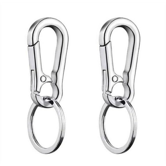 Happon Carabiner Clip Keychain, 2 Pieces Metal Carabiner Shape Key Ring Keyring Key Holder Clips Hook Holder Organizer for Car Keys Finder for Men Silver