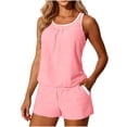 thumbnail image 6 of Busydd Tankini Swimsuits for Women Trendy Solid Color Tankinis Beachwear Round Neck Built In Bra Tank Top and Pockets Boyshorts Womens Bathing Suits S, 6 of 9