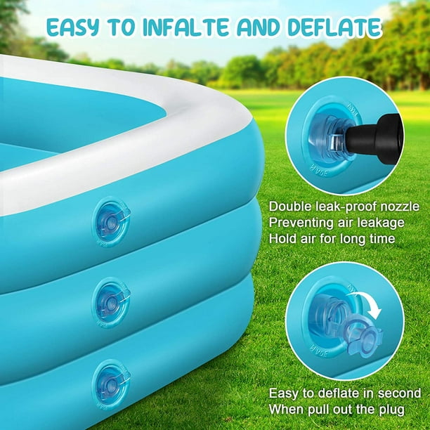 KCSD Inflatable Swimming Pool, 142 X 79 X 24 Full-Sized Inflatable Pools  for Kids, Adults, Blow Up Kiddie Pool for Outdoor, Backyard, Pool Party… 