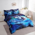 thumbnail image 3 of Feelyou Wildlife Wolf Twin Bedding Sets 7pcs, Mystic Aurora Galaxy Bedding Comforter Set, 3 of 8