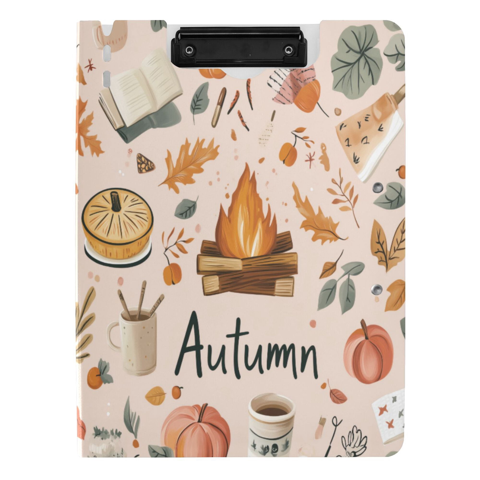 FORMRS A4 Clipboard Folder with Pen Holder Horizontal Foldable School Office Binder, Campfire Pattern