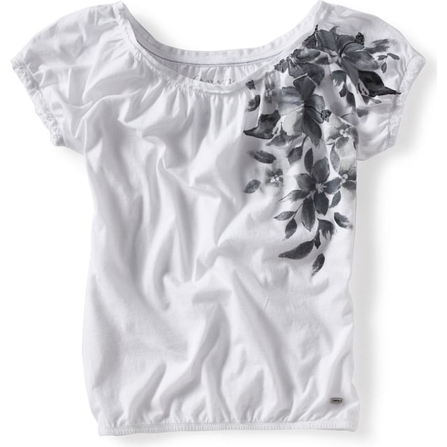 Aeropostale Blusa sin hombros para mujer, blanca, pequeña