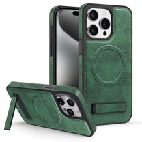 Allytech Luxury Case for iPhone 11 Pro Max with Hidden Kickstand, [Compatible with MagSafe], Premium PU Leather   Soft TPU Inner Shockproof Anti-Fall Protective Slim Fashion Case - Darkgreen