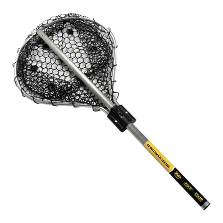 Frabill Sportsman Series Landing Net, 17 x 19 Hoop, Premium Rubber Netting, 36 in Collapsable Handle