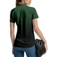 thumbnail image 4 of WTOBBY Women's Performance Cycling Short Sleeve Shirt, Ombre Gradient Athletic Top with Breathable Fabric & Reflective Safety Trim,Dark Green L, 4 of 5