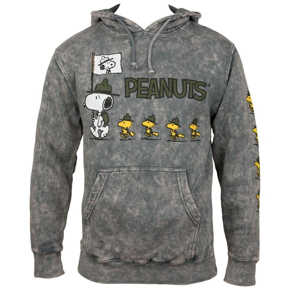 Peanuts Snoopy Troops Mineral Wash Pull Over Hoodie-Large