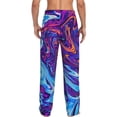 thumbnail image 2 of Bixox Men's Swirl Print Blue Purple Patterned Pajama Pants with Pockets Lounge Clothes for Home, 2 of 5