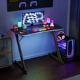 thumbnail image 2 of PayLessHere 39" Gaming Table Blue Z-Shaped Computer Desk, Steel Frame, Headphone Hook, Adjustable Feet Carbon Fiber Texture Surface, 2 of 7