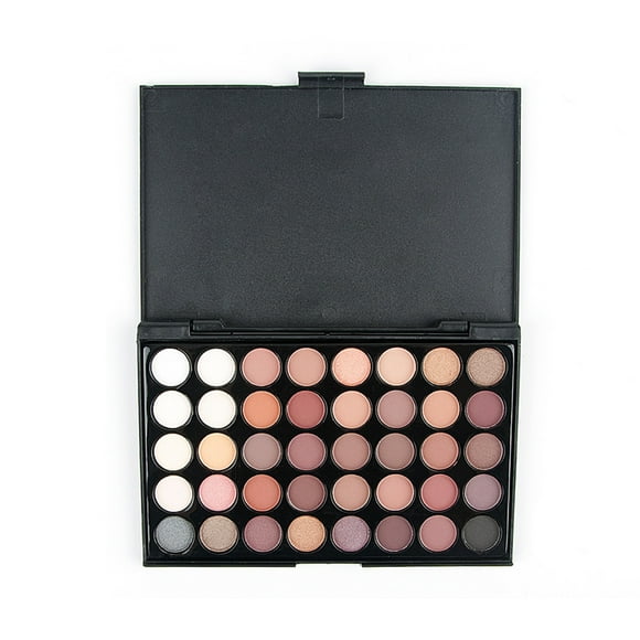 Paleta de maquillaje de sombras de ojos mate y brillantes de arcoíris.