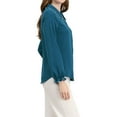 thumbnail image 4 of INSPIRE CHIC Women's Sweet Ruffle Peter Pan Collar Button up Work Shirts S Peacock Blue, 4 of 7