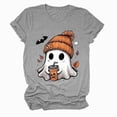 thumbnail image 5 of TOWED22 Fall Shirts for Women Cute Ghost with Coffee Pumpkin Graphic Casual Halloween Tee Autumn Thanksgiving Tops(Light Gray,3XL), 5 of 6